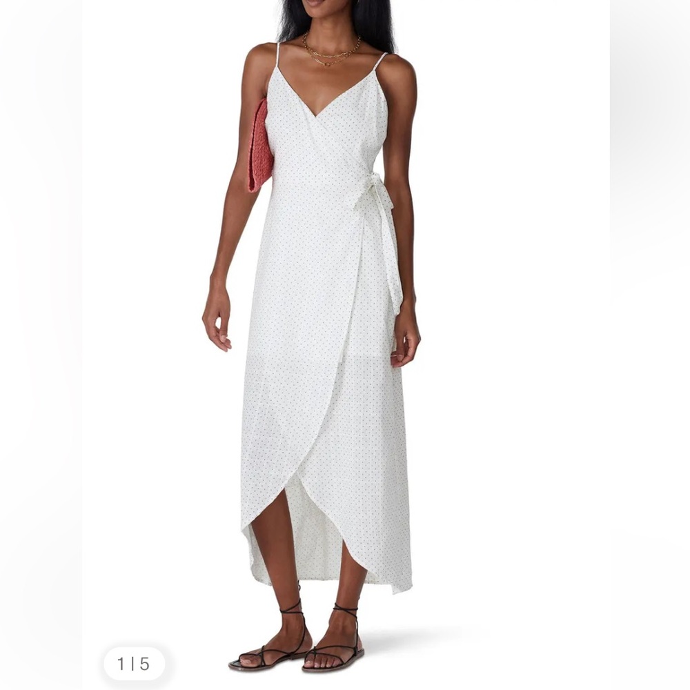 Line & Dot Lillie Polka Dot Wrap Cotton Maxi Dress White Size Small - Picture 3 of 8